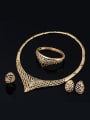 thumb Alloy Imitation-gold Plated Vintage style Grid-shaped Four Pieces Jewelry Set 1