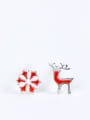 thumb Asymmetrical Personalized Little Red Deer Snowflake 925 Silver Stud Earrings 0