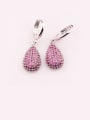 thumb Large Water Drop Red Corundum Europe and America Quality Gorgeous Platinum plating drop earring 0