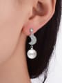 thumb Personalized Asymmetrical Moon Star Imitation Pearl Copper Stud Earrings 2