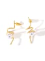 thumb Stainless Steel With IP Gold Plated Imitation Pearl Irregular Stud Earrings 2