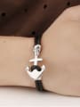 thumb Fashion Anchor Skull Black Artificial Leather Men Bracelet 1