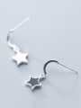 thumb 925 Sterling Silver With Silver Plated Simplistic Black Star Stud Earrings 1