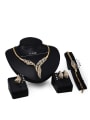 thumb Alloy Imitation-gold Plated Vintage style Leaf-shaped CZ Four Pieces Jewelry Set 2