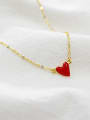 thumb Simple Red Heart Gold Plated Silver Necklace 2