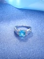 thumb Elegant Blue Square Shaped Zircon Copper Ring 2