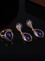 thumb 2018 Alloy Antique Gold Plated Fashion Water Drop shaped Artificial Stones Three Pieces Jewelry Set 2