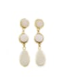 thumb Fashion Round Water Drop shaped Natural White Crystals Earrings 0