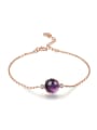 thumb Simple Round Amethyst Rose Gold Plated Women Bracelet 0