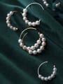 thumb 925 Sterling Silver With Artificial Pearl Trendy Charm Hoop Earrings 3