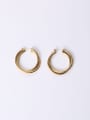 thumb Titanium With Gold Plated Simplistic Smooth Hollow Round Hoop Earrings 0