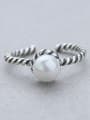 thumb S925 Silver Ring female fashion silver shell pearl silver ring simple twisted rope 2