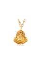 thumb Copper Alloy 24K Gold Plated Retro style Laughing Buddha Necklace 0