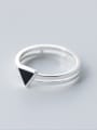 thumb S925 Silver Fashion Black Triangle Double Opening Ring 1
