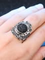 thumb Exquisite Retro Black Broken Resin Stones Rhinestones Flowery Ring 1