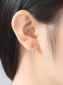 thumb 925 Sterling Silver With Rose Gold Plated Simplistic Line Hook Earrings 1