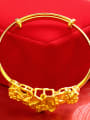 thumb Copper Alloy 24K Gold Plated Classical Flower Bangle 2