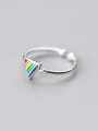 thumb Adjustable Multi-color Triangle Shaped S925 Silver Enamel Ring 0