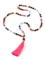 thumb Creative Colorful Semi-precious Stones Tassel Necklace 1