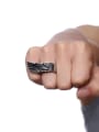 thumb Exquisite Feather Shaped Stainless Steel Men Ring 1