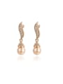 thumb Women Austria Crystal Artificial Pearl Drop Earrings 0