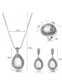 thumb Alloy Antique Silver Plated Fashion Artificial Stones Water Drop shaped Three Pieces Jewelry Set 3