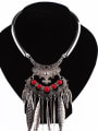 thumb Retro style Leaves Tassels Little Stones Alloy Necklace 1