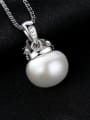 thumb Sterling Silver AAA zircon 90-95 freshwater pearl necklace 2