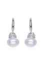 thumb Simple Tiny Crown Freshwater Pearl Silver Earrings 0