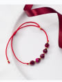thumb Sterling silver minimalist fuchsia semi-precious stone red thread bracelet 0
