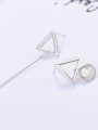 thumb Personalized Asymmetrical Hollow Triangle Imitation Pearl Stud Earrings 3