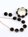 thumb Fashion Semicircle Black Suede Alloy Three Pieces Jewelry Set 1