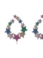 thumb Copper With Cubic Zirconia Trendy Star Cluster Earrings 2