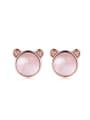 thumb Lovely Pink Crystal Bear-shape Stud Earrings 0