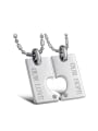 thumb Fashion Rectangular Hollow Heart Rhinestones Titanium Lovers Necklace 0