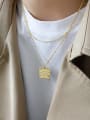 thumb 925 Sterling Silver With Gold Plated Personality  Geometric Square Tag Necklace 2