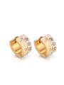 thumb Fashionable Gold Plated Geometric Rhinestones Clip Earrings 0