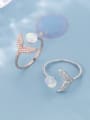 thumb 925 Sterling Silver With Platinum Plated Cute Fish Taill Free Size  Rings 2