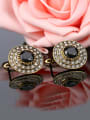 thumb Retro style Round Black Resin stone Cubic Crystals Earrings 2