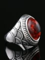 thumb Retro style Red Carnelian stone Antique Silver Plated Alloy Ring 2