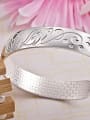 thumb Ethnic style 999 Silver Flowery Patterns-etched Opening Bangle 1