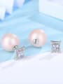 thumb Copper With White Gold Plated Simplistic Ball Stud Earrings 0
