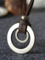 thumb Double Round Shaped Cownhide Leather Necklace 1