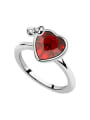 thumb Simple Heart austrian Crystal Alloy Platinum Plated Ring 1