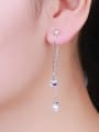 thumb 925 Silver Zircon Shell Pearl Drop Earrings 1