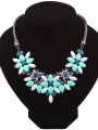 thumb Exaggerated Colorful Stones-covered Flowery Alloy Necklace 1