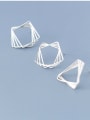 thumb 925 Sterling Silver With Silver Plated Personality Geometric Stud Earrings 2
