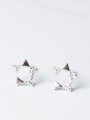 thumb Tiny Hollow Star Cubic Zirconias 925 Silver Stud Earrings 0
