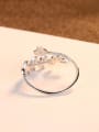 thumb 925 Sterling Silver With Cubic Zirconia Delicate Leaf Free Size  Rings 3