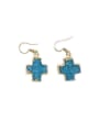 thumb Personalized Cross Blue Natural Crystal Earrings 0